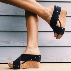 NWOT Lucky Brand MYKALA Cork Wedge Sandals